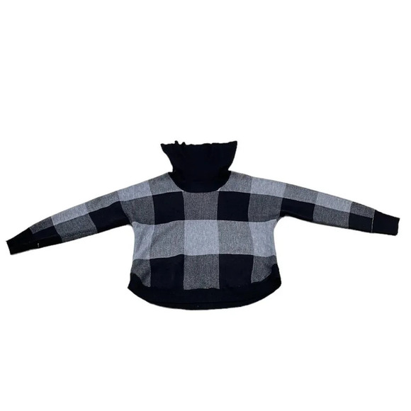 Design History Sweater Cowl Neck Buffalo Plaid Black Gray Size Small S - Picture 4 of 14